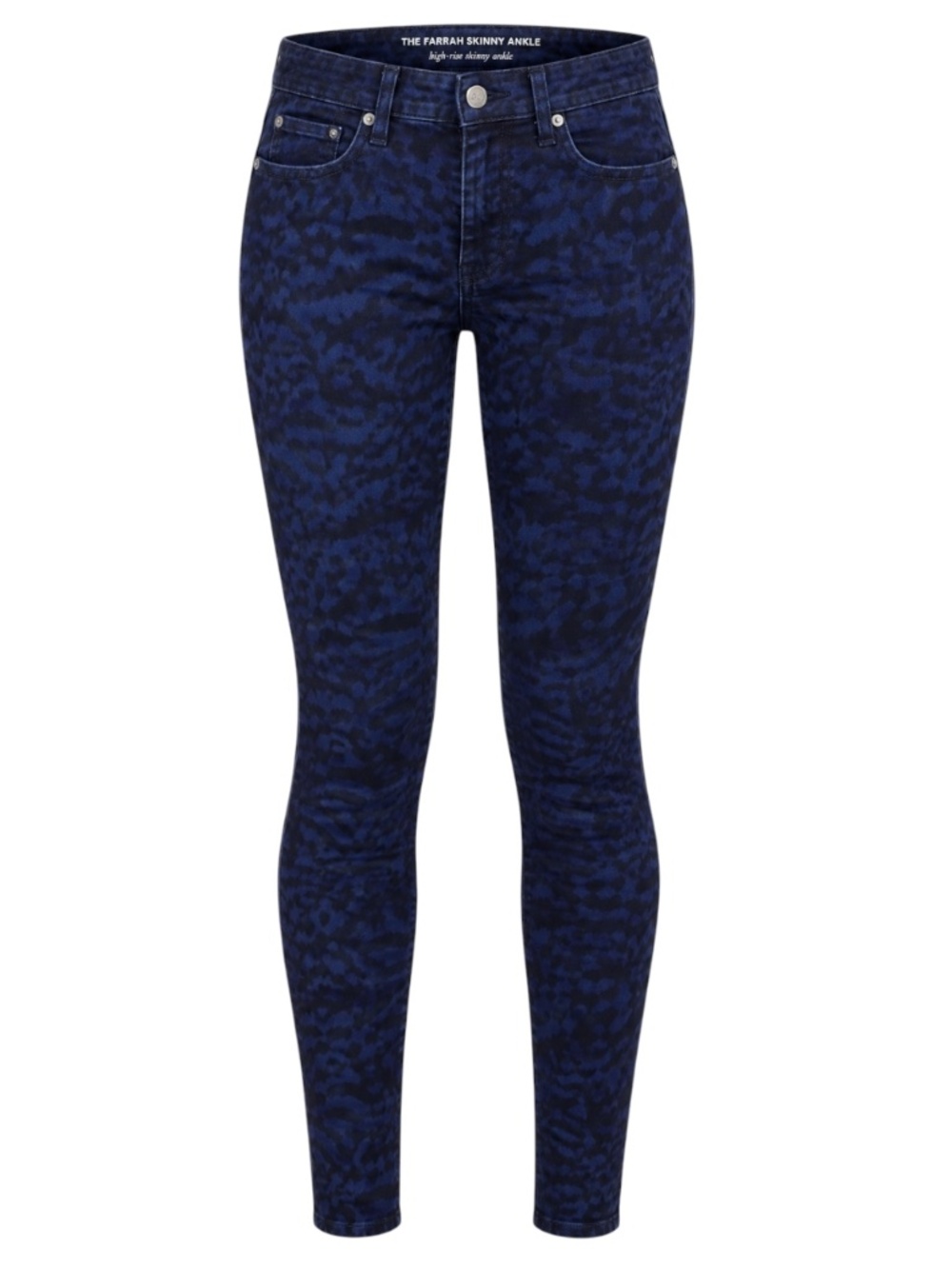 AG Jeans Farrah Skinny Ankle Jeans Size 24 Navy Leopard High Rise NWT